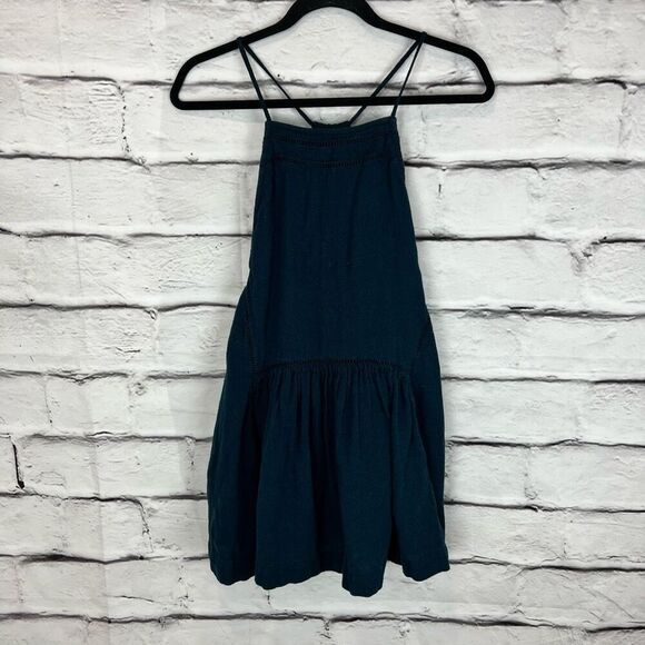 Free People Skipping Stones Blue Sleeveless Mini Dress XS Babydoll Style - Picture 3 of 8